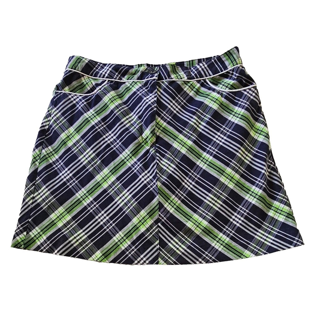 Emerald 18 Womens Golf Skirt Size 12 Plaid Skort Pockets Built‑In Shorts Comfort - Picture 3 of 10